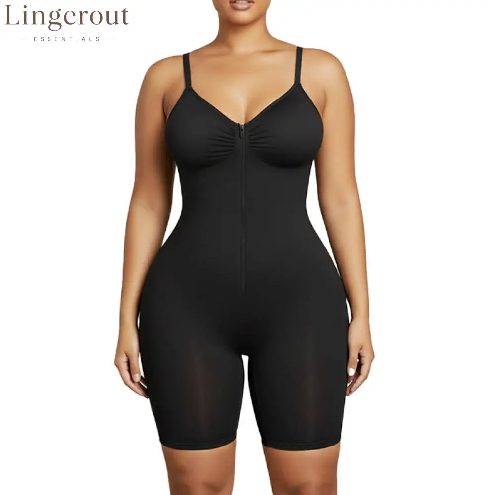 Zip Front Mid-Thigh Sculpting Bodysuit Shapewear
